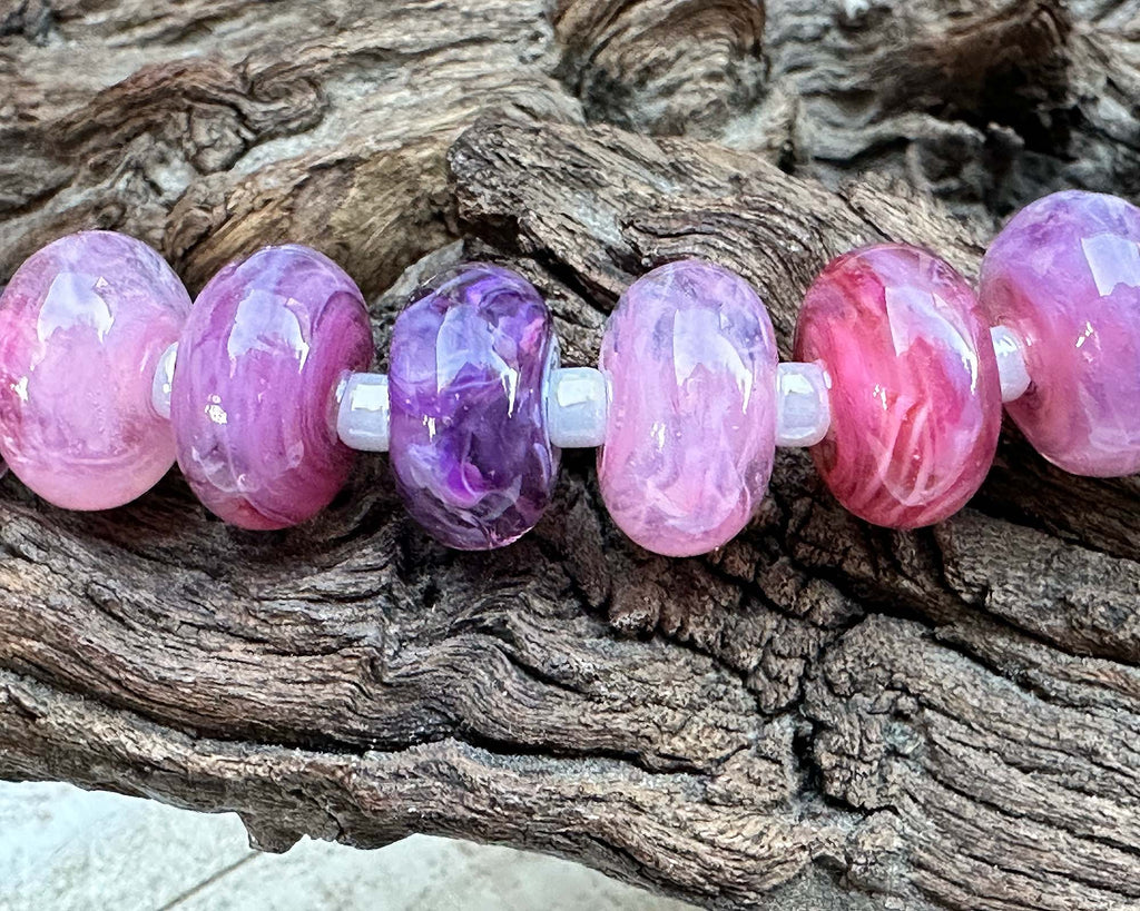 pink lampwork beads