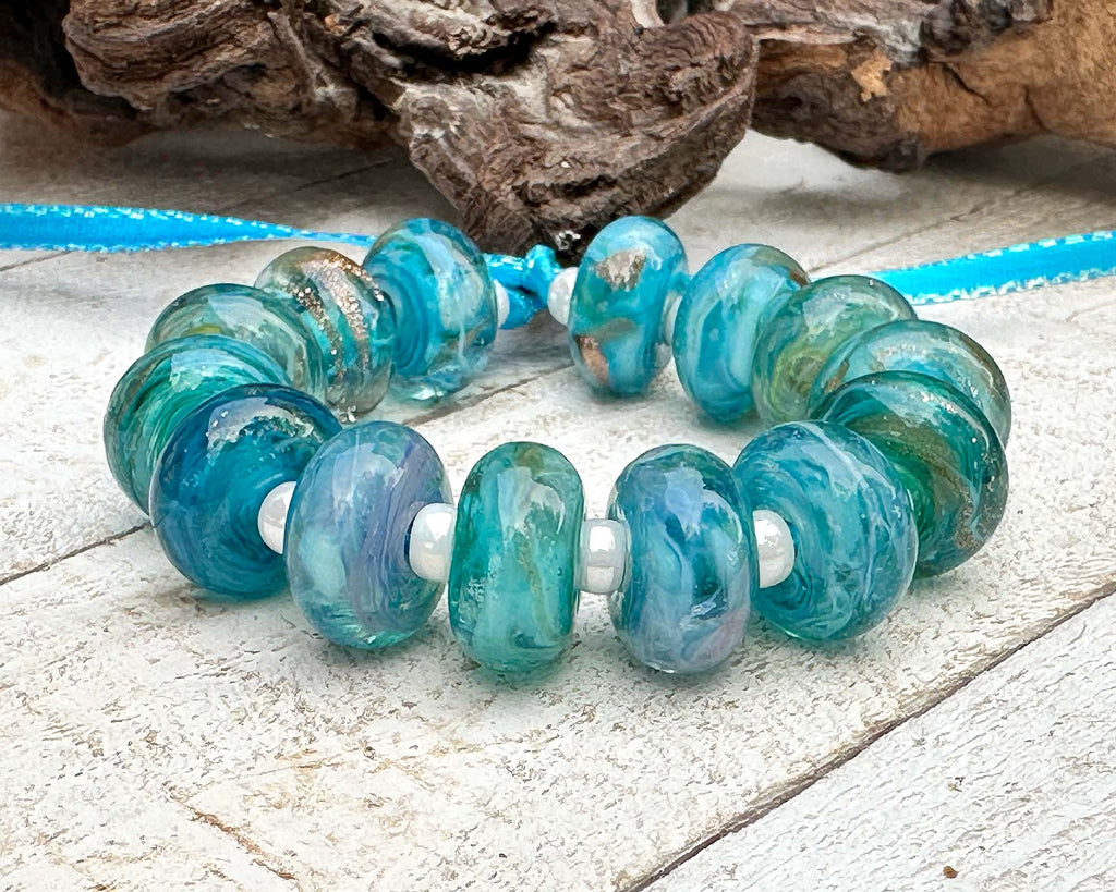 blue lampwork beads