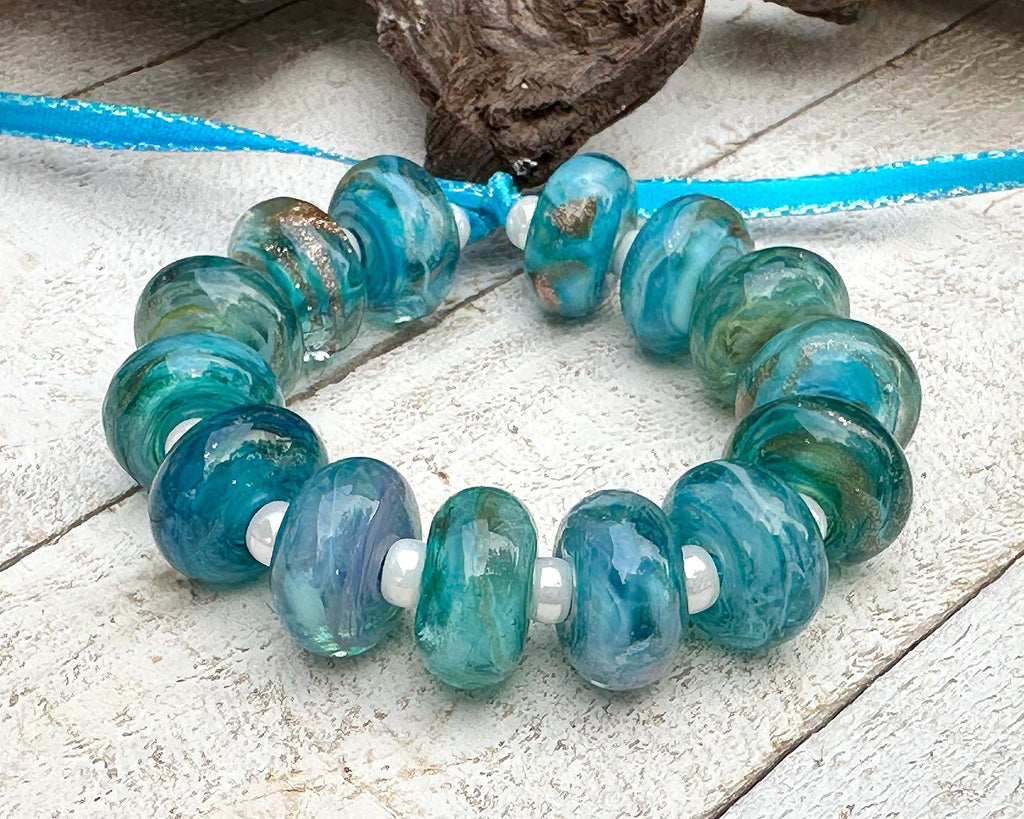 blue lampwork beads