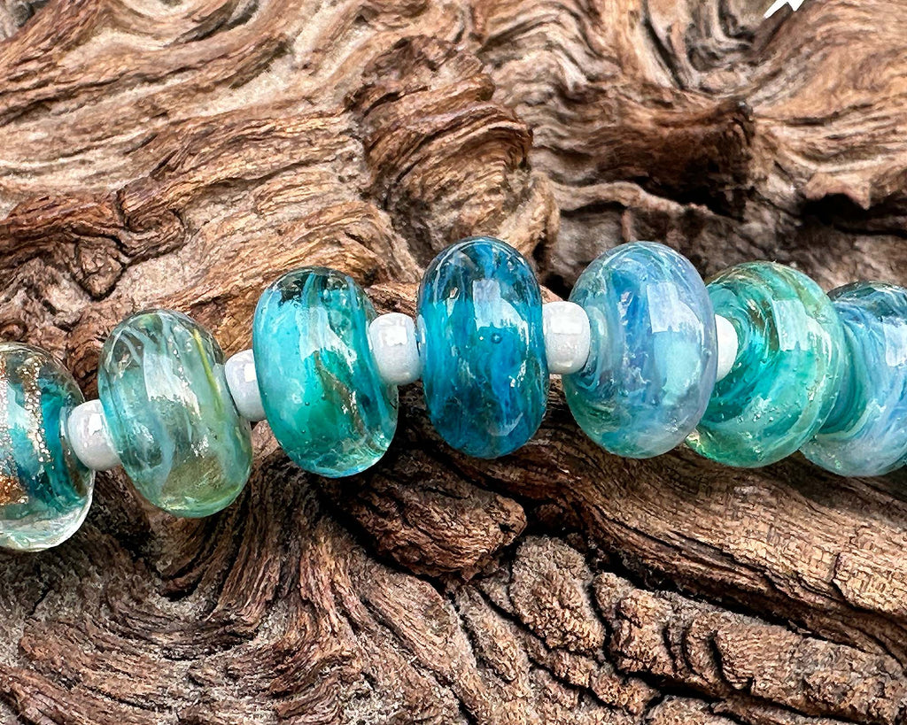 blue lampwork beads