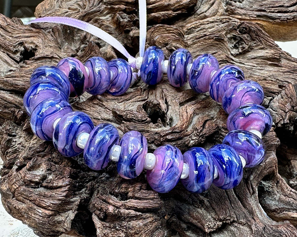 blue lampwork beads