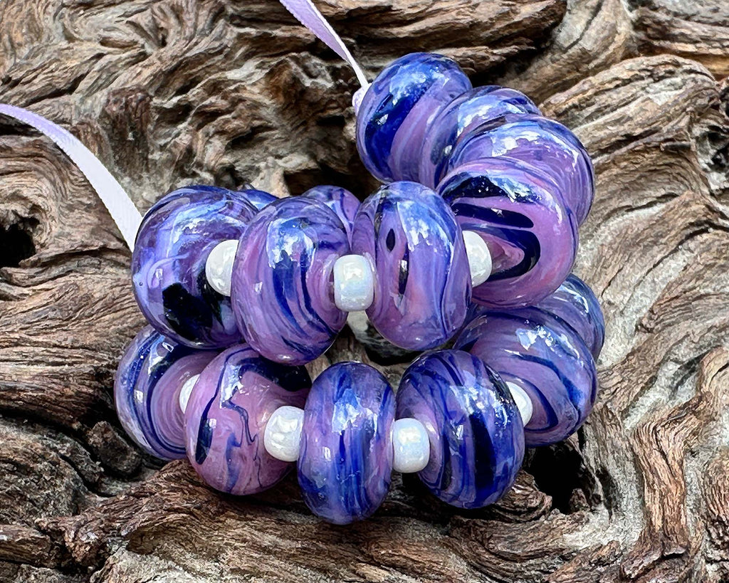 blue lampwork beads