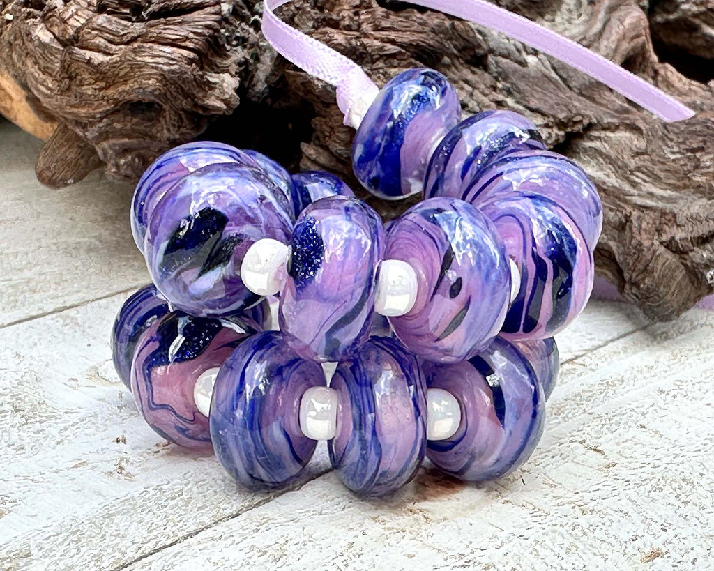 blue lampwork beads