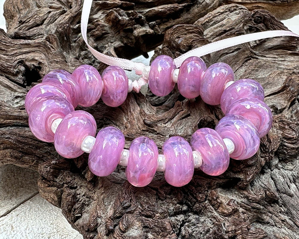 pink lampwork beads