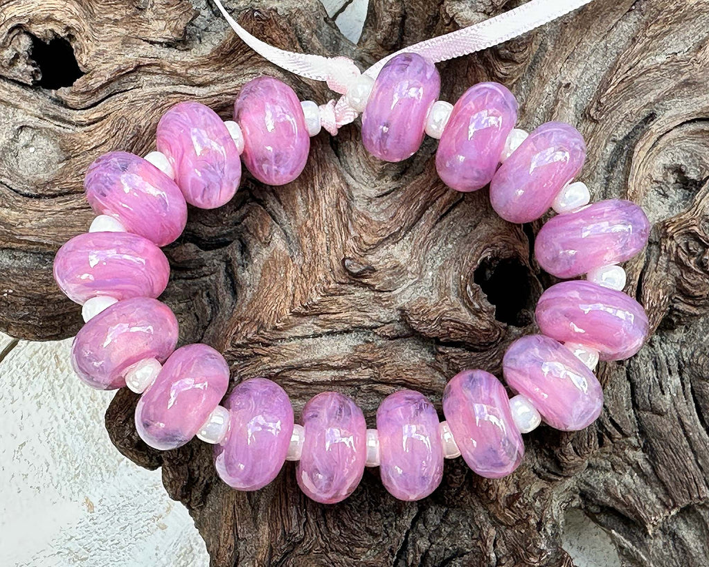 pink lampwork beads