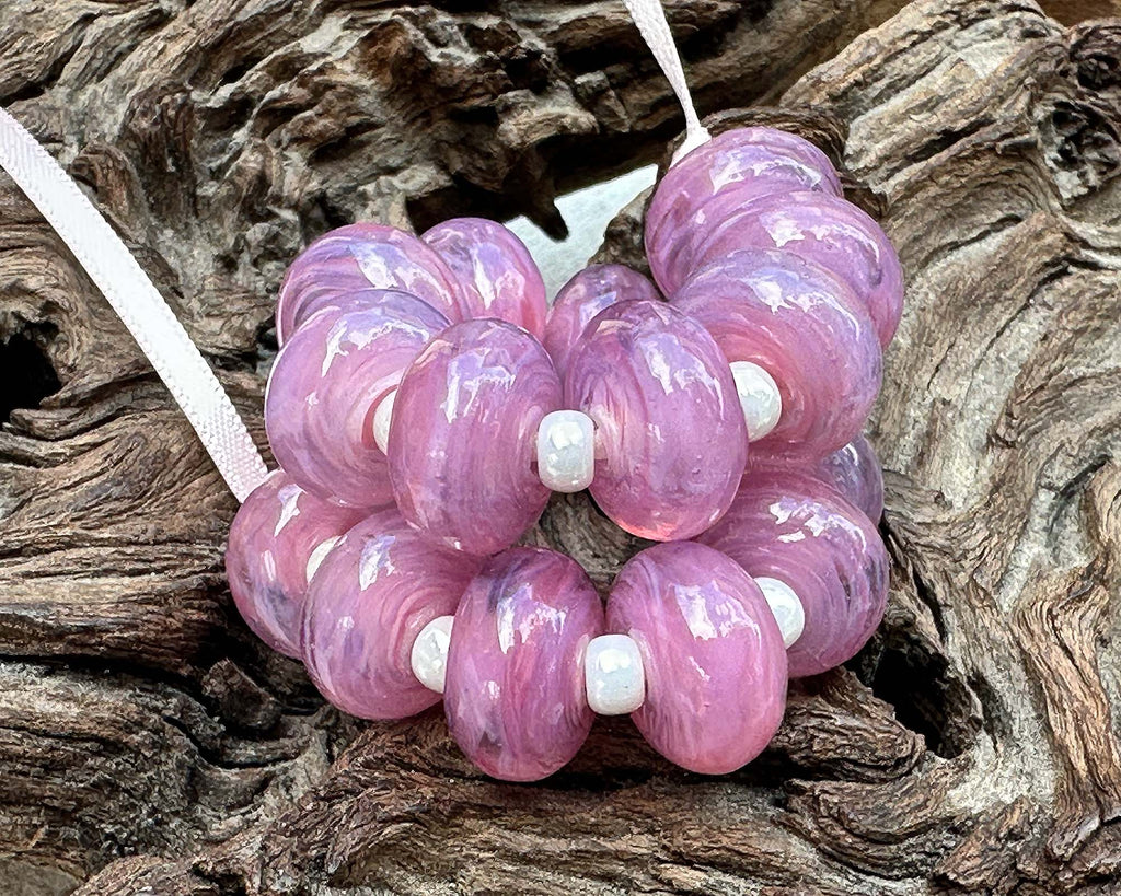 pink lampwork beads