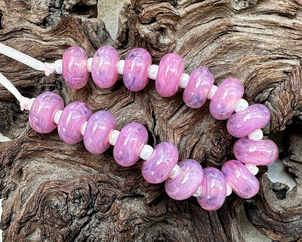 pink lampwork beads