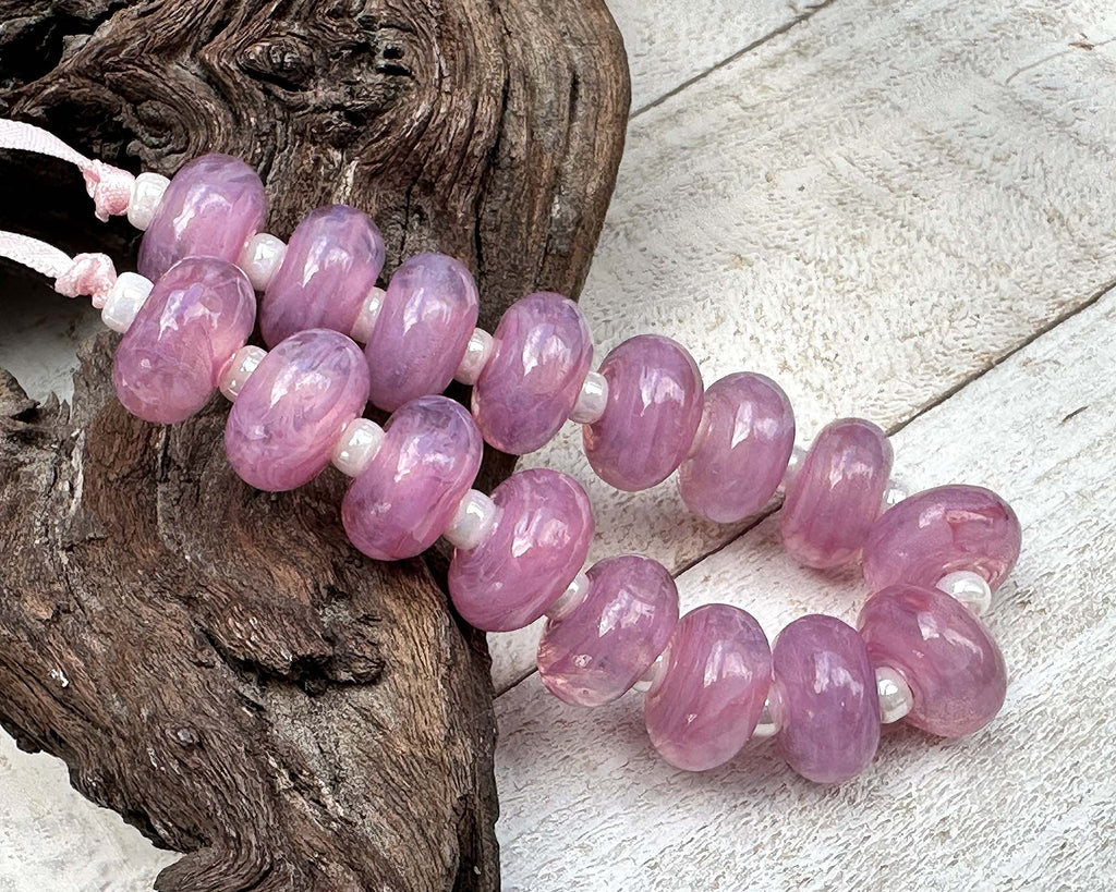 pink lampwork beads