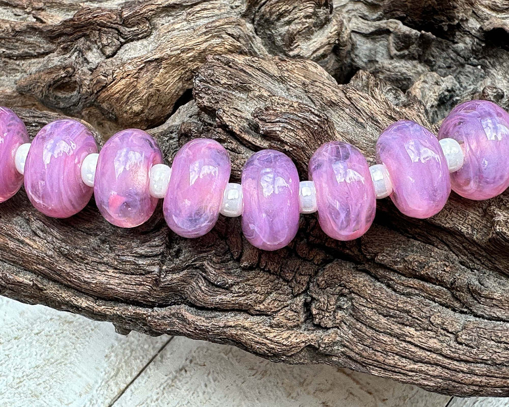 pink lampwork beads