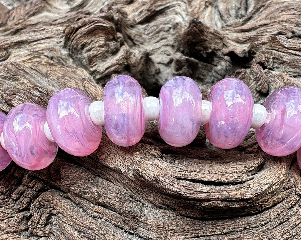 pink lampwork beads