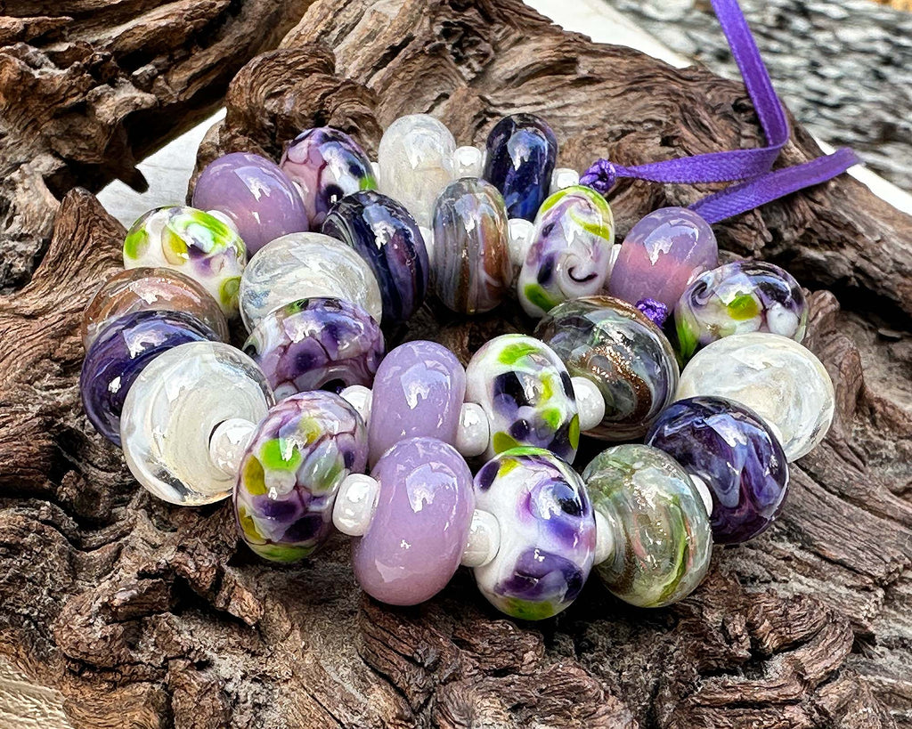 purple lampwork beads