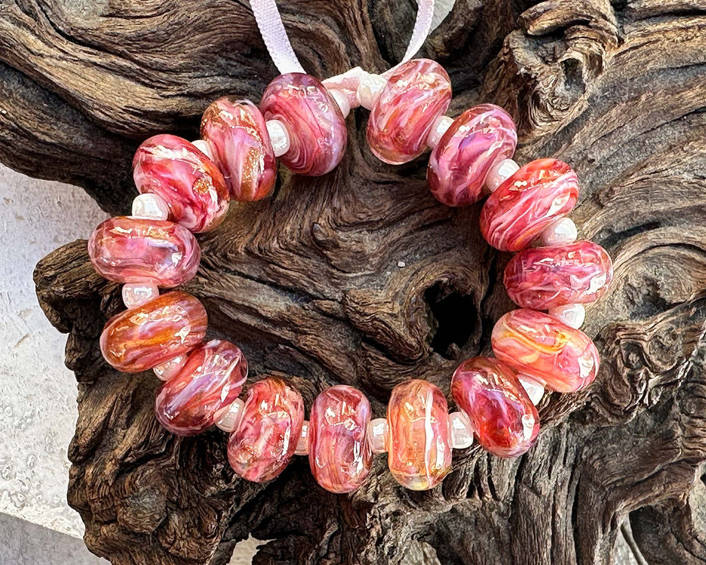 pink lampwork beads