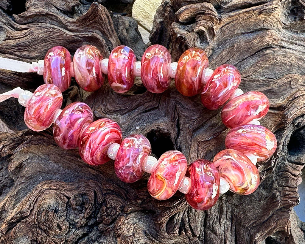 pink lampwork beads