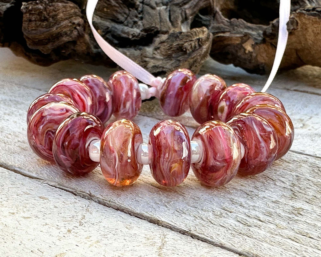 pink lampwork beads