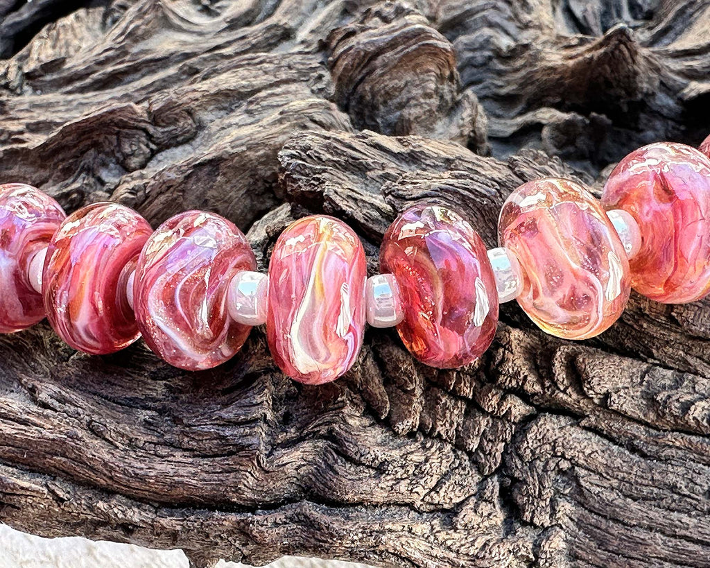 pink lampwork beads