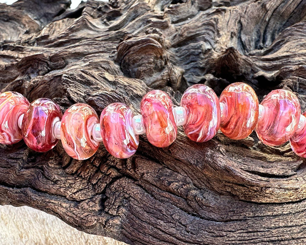 pink lampwork beads