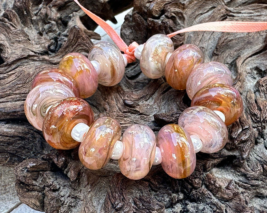 peach lampwork beads