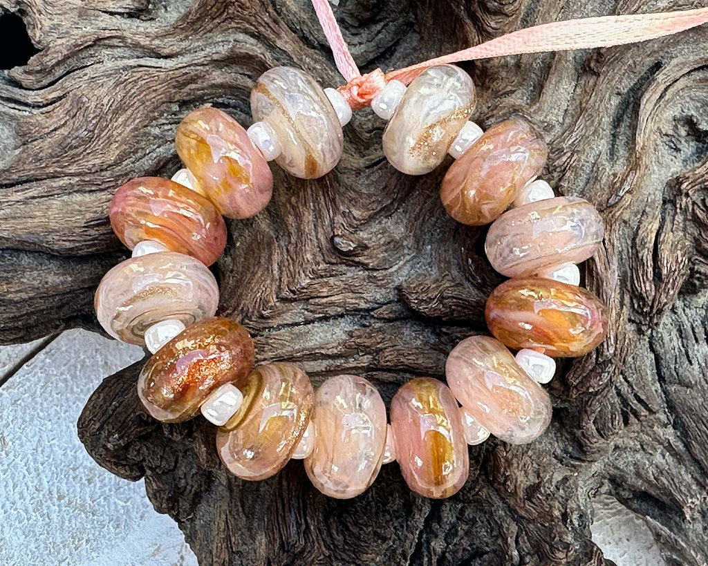 peach lampwork beads