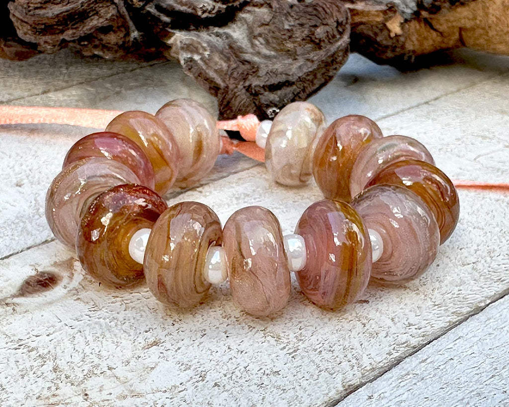 peach lampwork beads