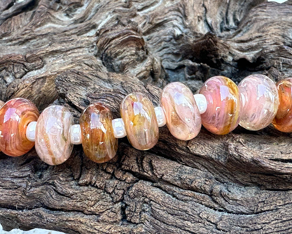 peach lampwork beads