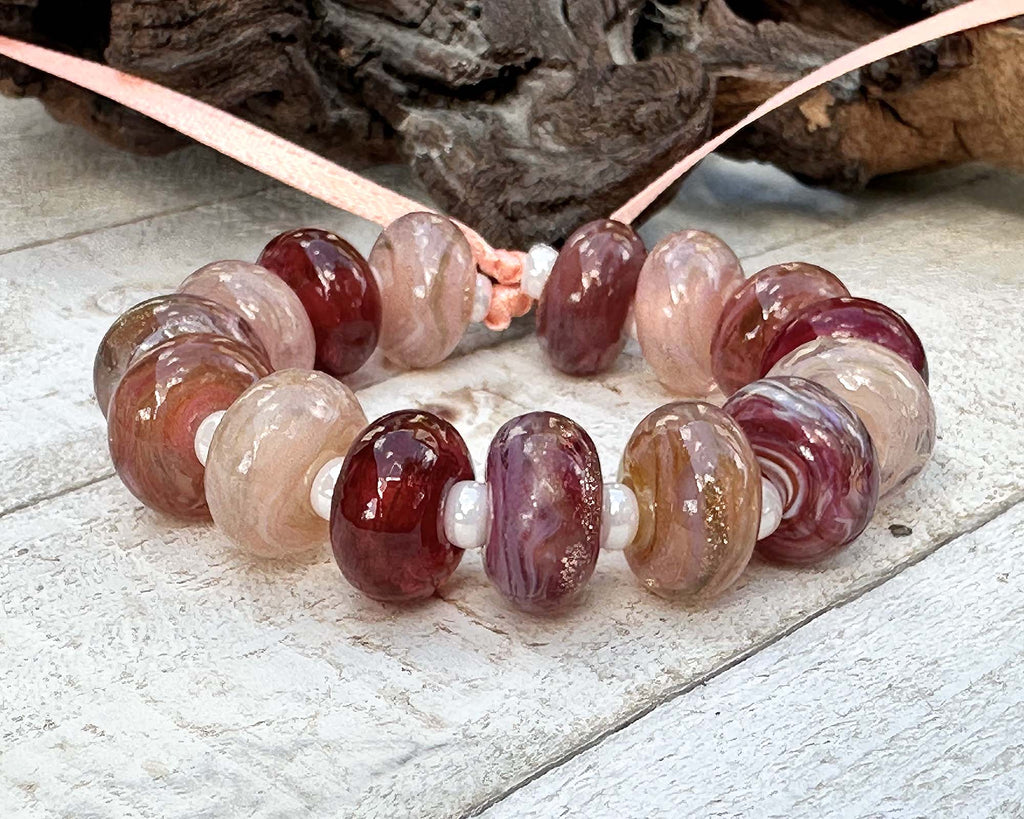 pink lampwork beads