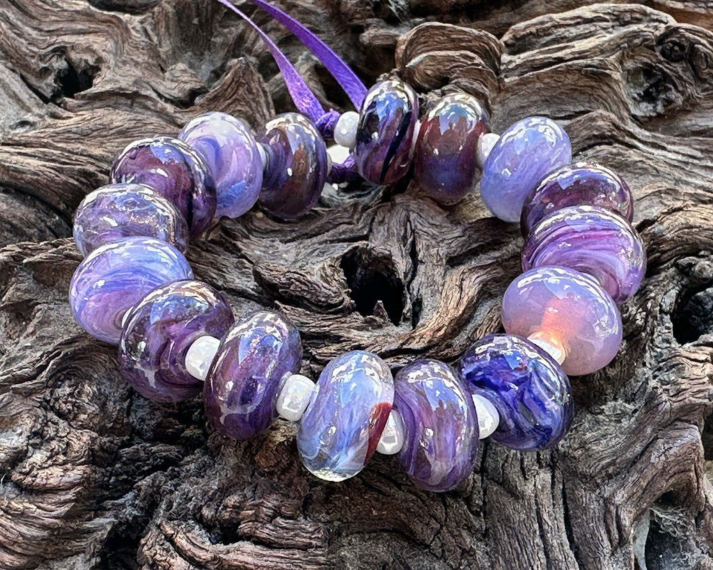 purple lampwork beads