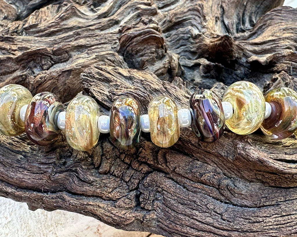 brown lampwork beads