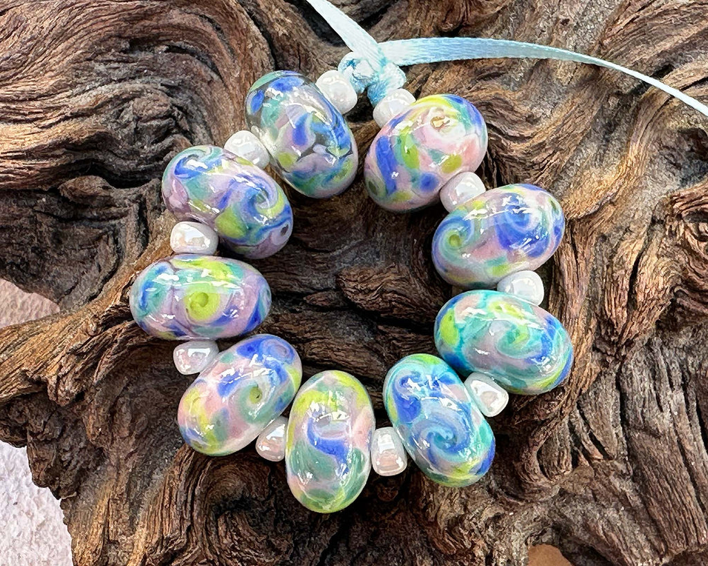 pastel lampwork beads