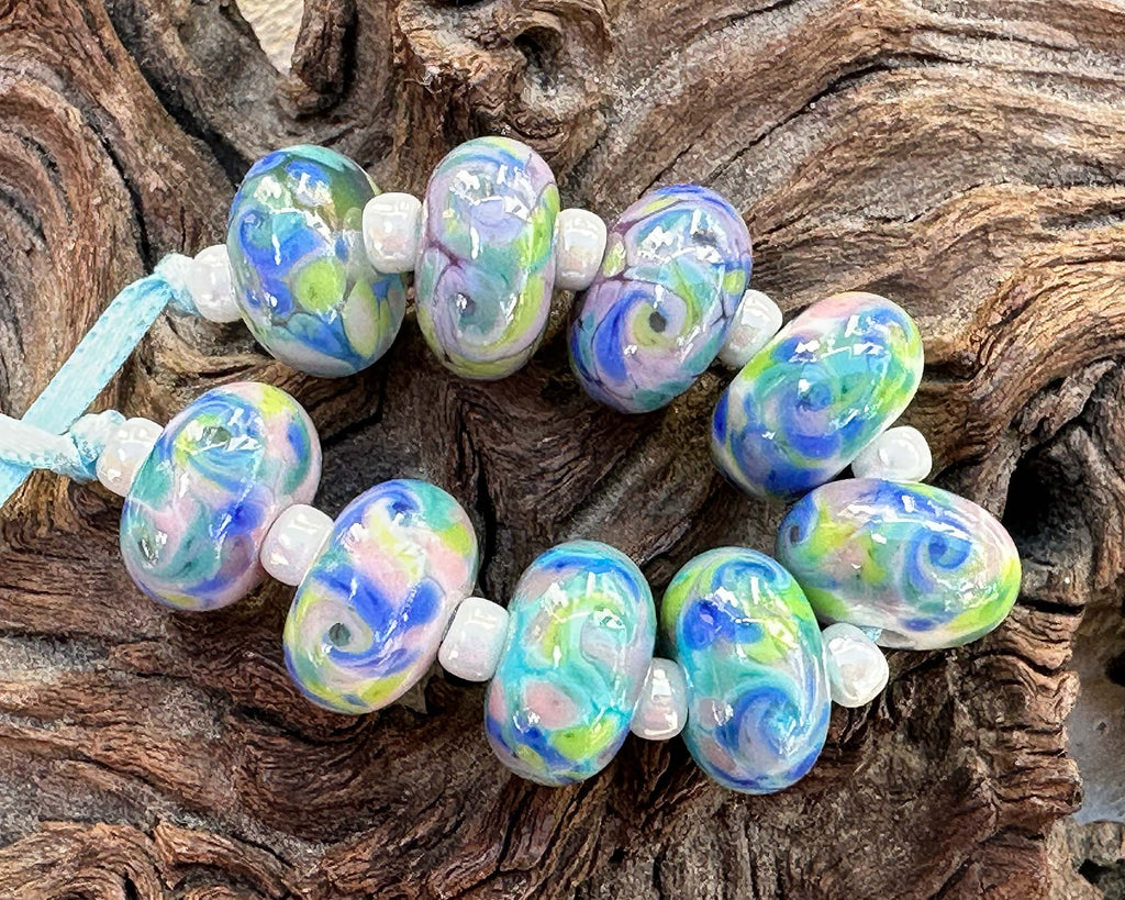 pastel lampwork beads