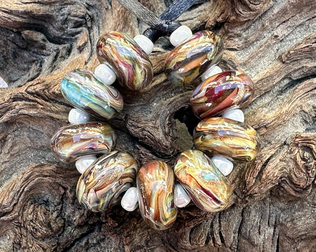 brown lampwork beads