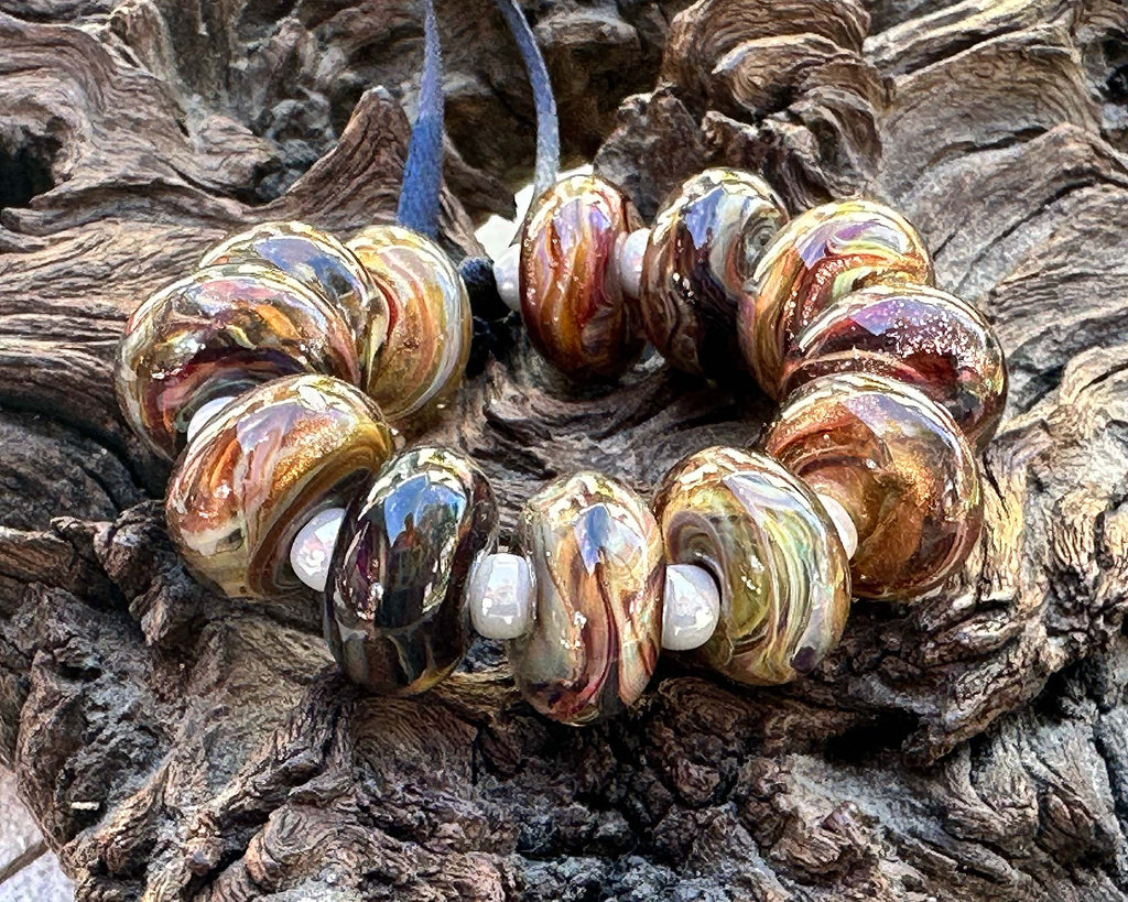 brown lampwork beads