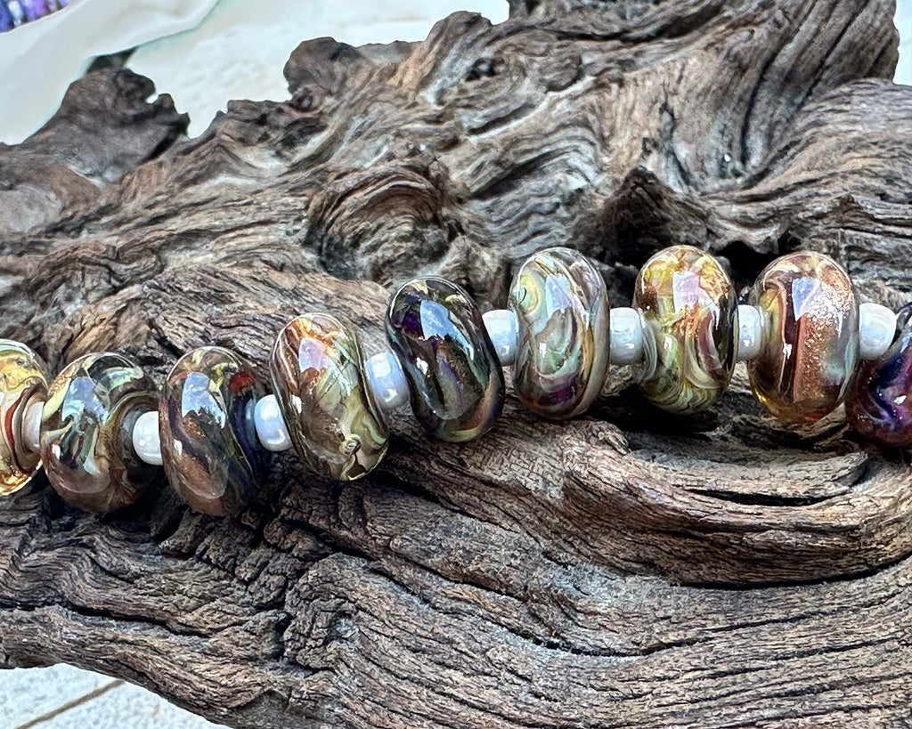 brown lampwork beads