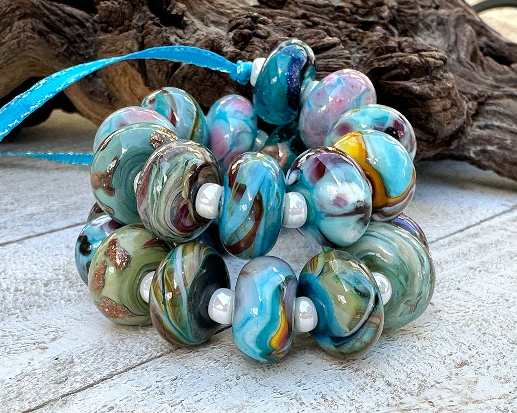 turquoise lampwork beads