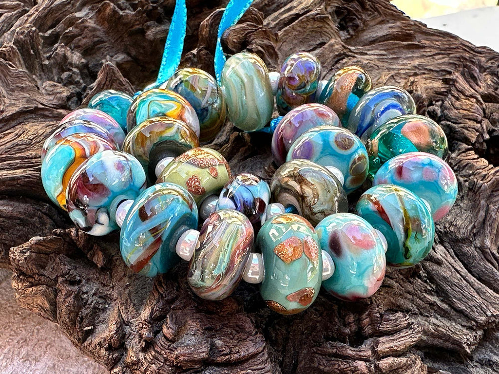 turquoise lampwork beads