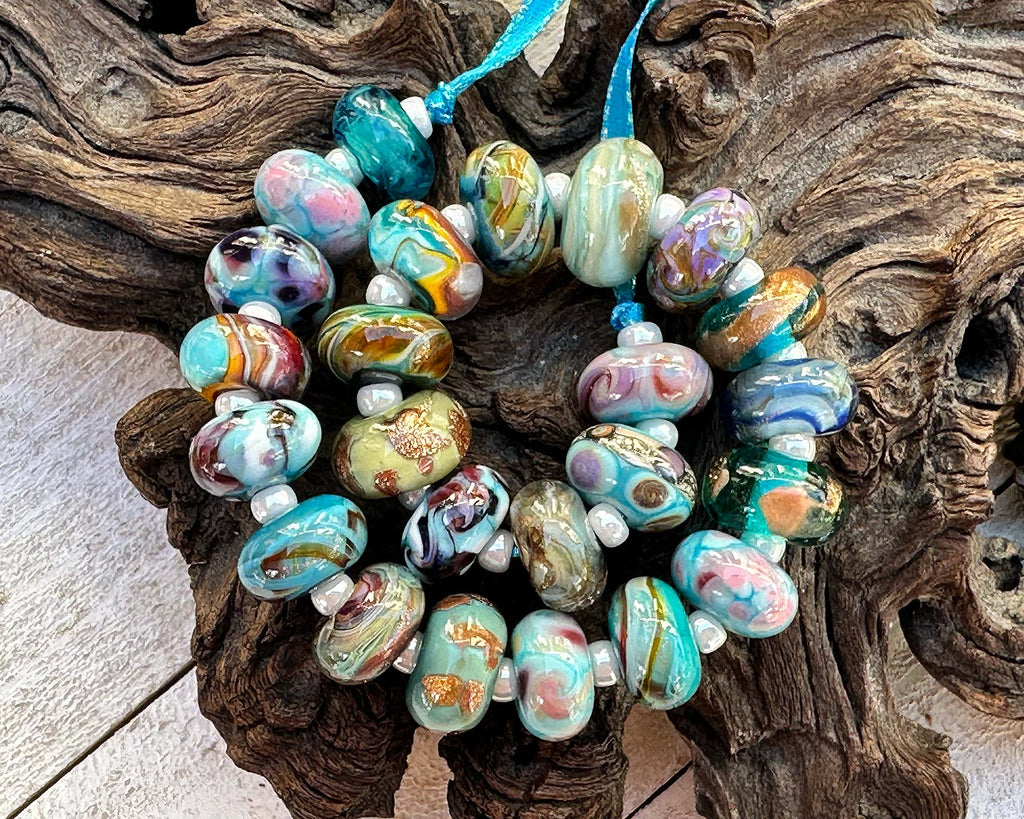 turquoise lampwork beads