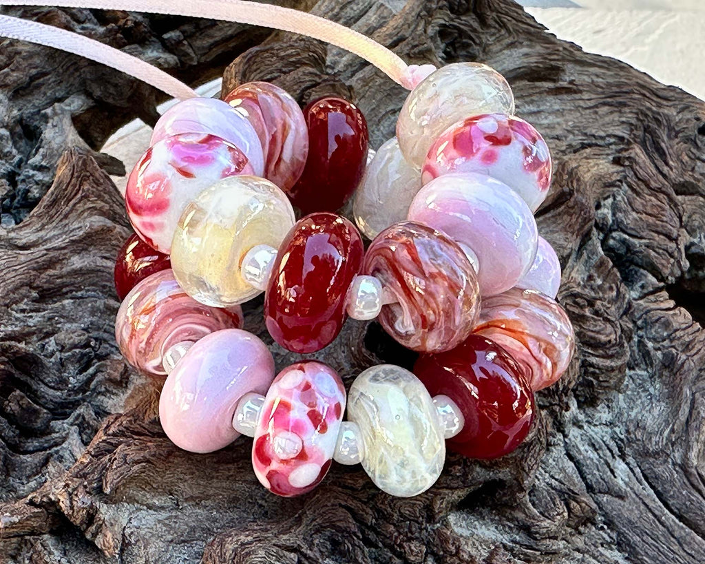 Valentine lampwork beads