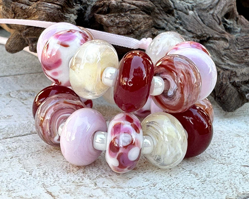 Valentine lampwork beads