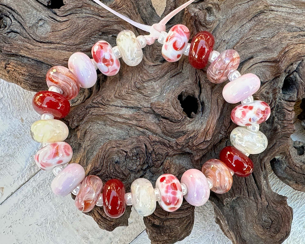 Valentine lampwork beads