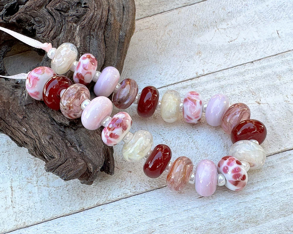 Valentine lampwork beads