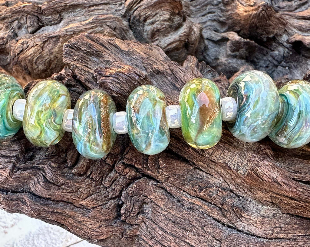 green lampwork beads