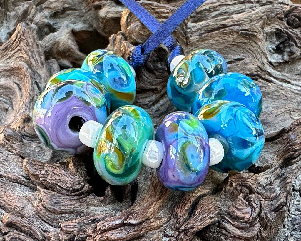 blue lampwork beads