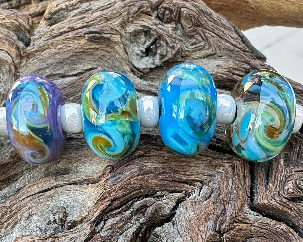 blue lampwork beads