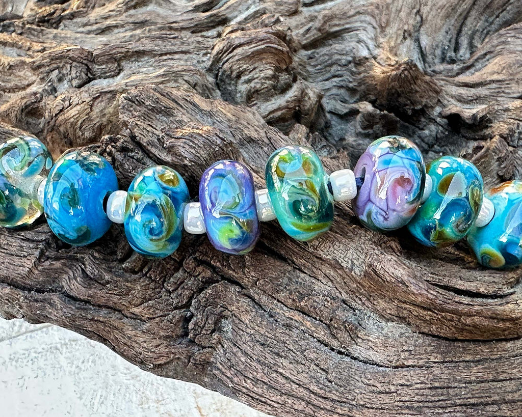 blue lampwork beads