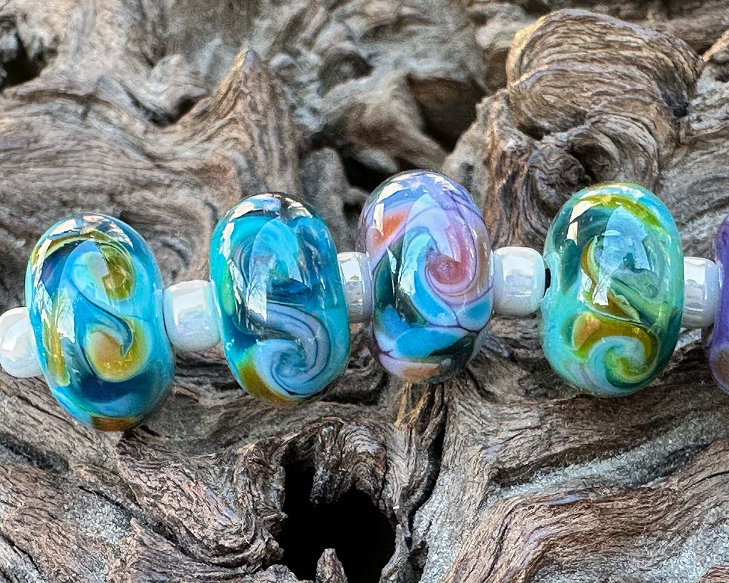 blue lampwork beads