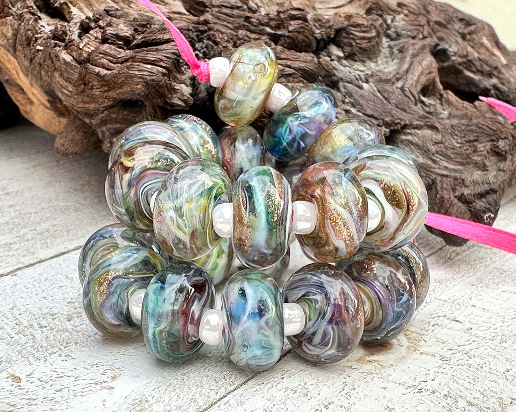 rainbow lampwork beads