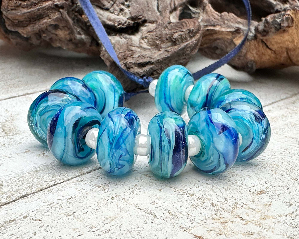 blue lampwork beads