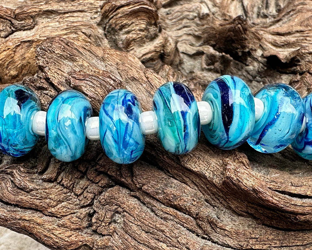 blue lampwork beads