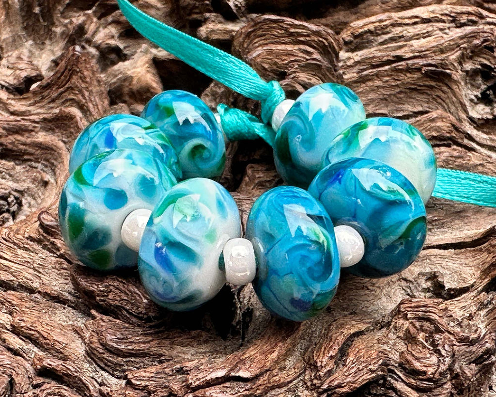 blue lampwork beads