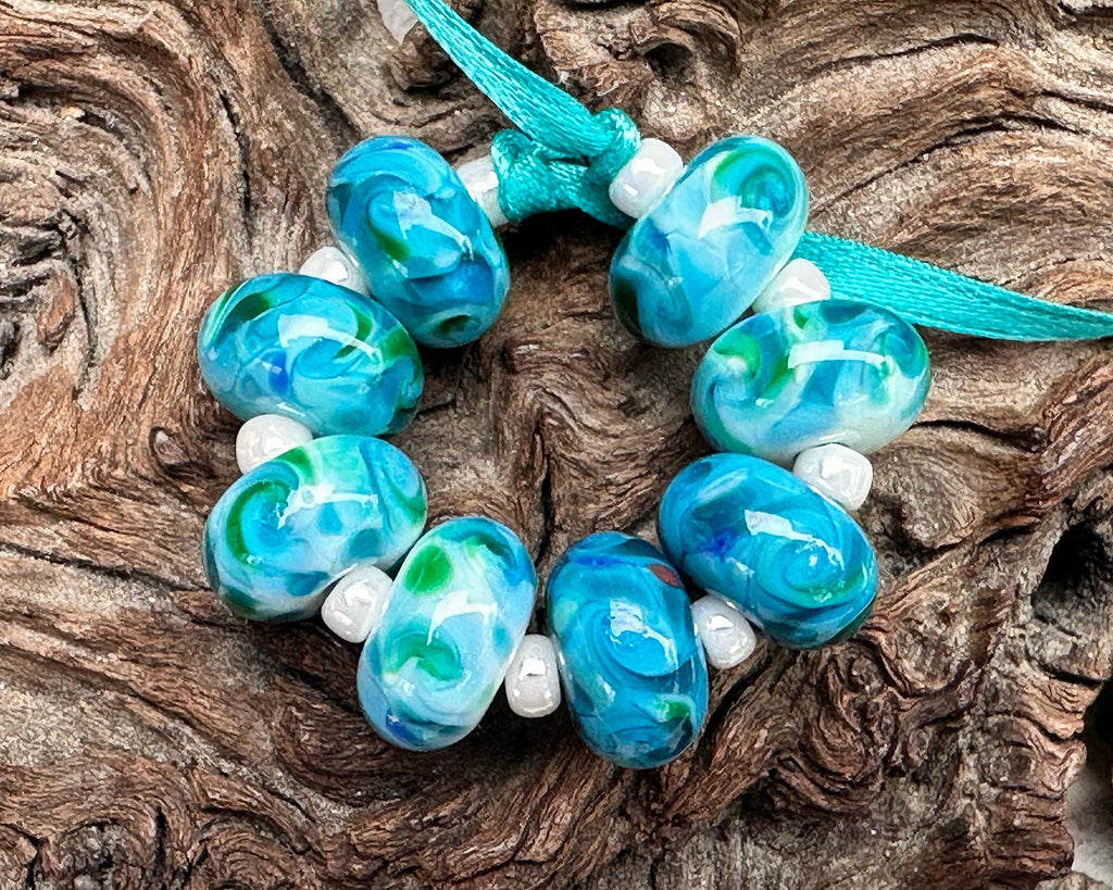 blue lampwork beads