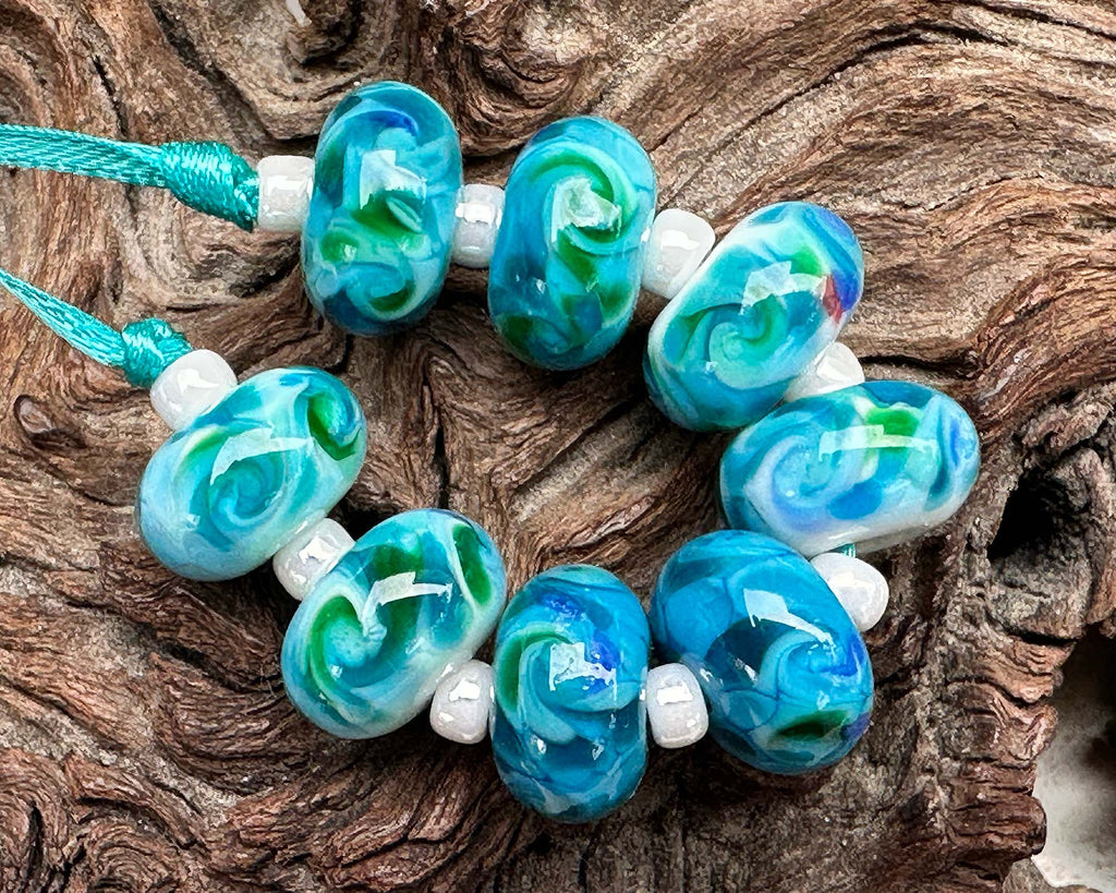 blue lampwork beads